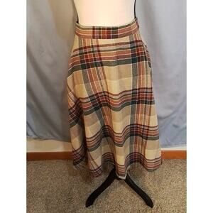 Brown plaid / tartan circle shirt.